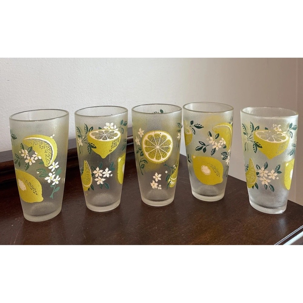 5-5.75" H J STOTTER MCM Acrylic Lemon Lime Tumblers Glasses Vintage New York USA